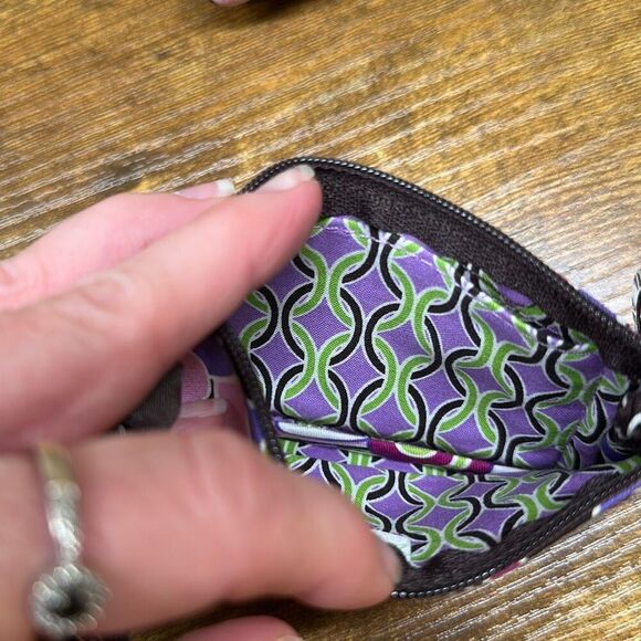 Vera Bradley Purple Punch Compact Taxi Wallet and Matching Coin Purse - Picture 7 of 9